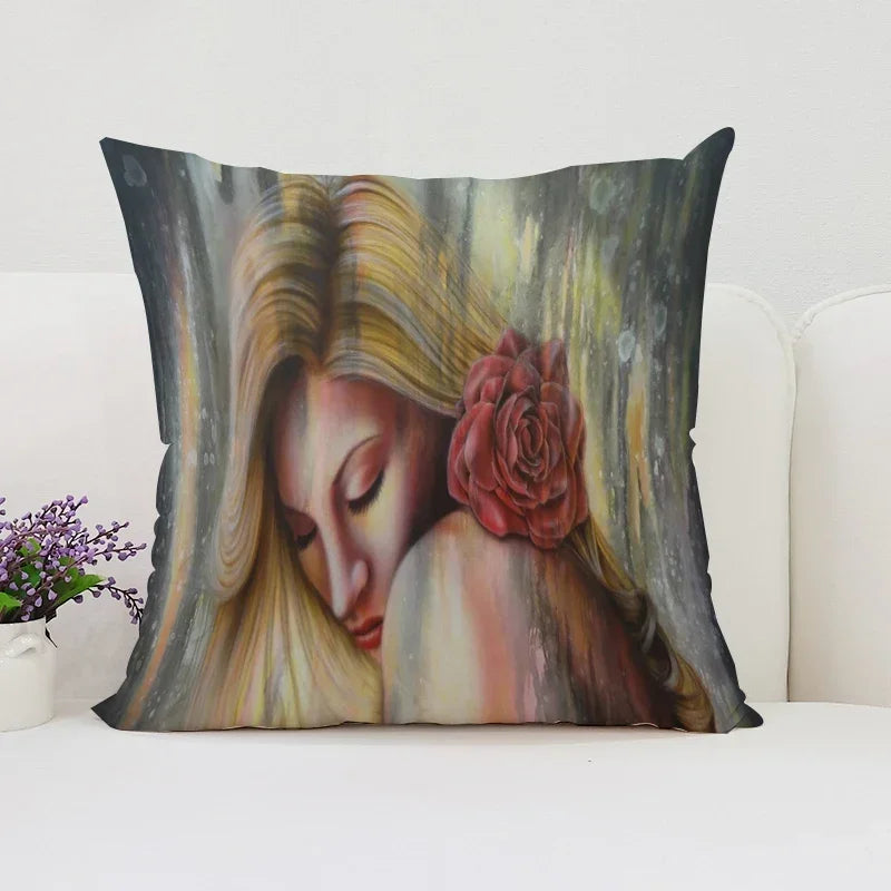 Axyaa Rose Print Pillow Cover - Romantic Home Decor & Gift