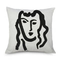 Axyaa Minimalist Matisse Portrait Linen Pillow Case, Sofa Decor, Simple Line Drawing