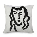 Axyaa Minimalist Matisse Portrait Linen Pillow Case, Sofa Decor, Simple Line Drawing