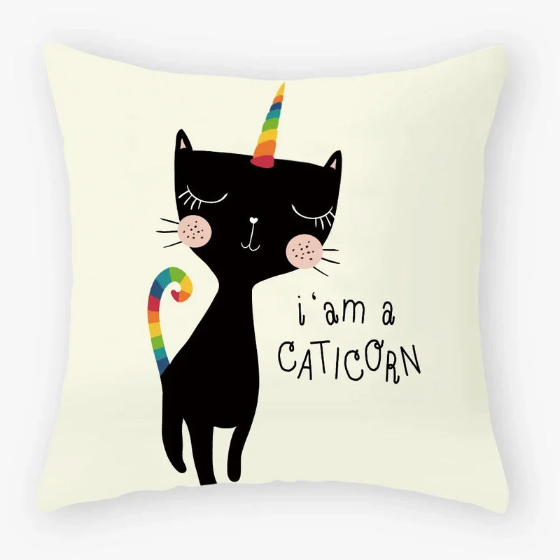 Axyaa Black Cat Pillowcase 45*45 Sofa Car Home Decor Cushion Cover