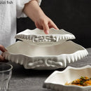 Axya Crab Shell Ceramic Bowls Set - Solid Color Tableware Dinner Plate