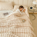 Axyaa Rabbit Plush Blanket: Soft & Warm Throw for Sofa, Nap, or Comfort