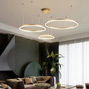 Axyaa Modern Gold Brushed Round Rings LED Ceiling Chandelier for Living Room