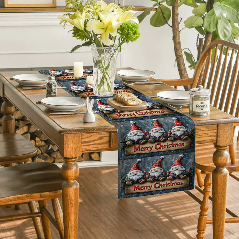 Axyaa Christmas Dwarf Tree Table Runner for Kitchen Dining Party Decor