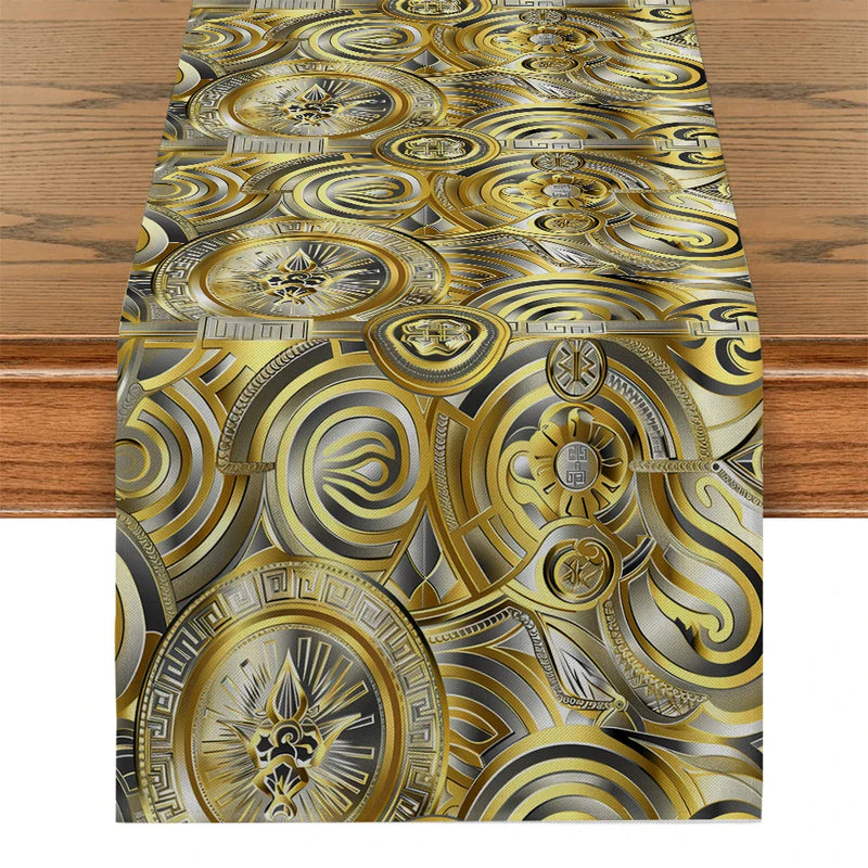 Axyaa Patterned Metallic Texture Table Runner for Home Decoration and Events