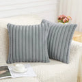 Axyaa Faux Rabbit Fur Plush Pillow Cover: Soft Striped Cushion for Home Sofa