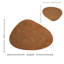 Axyaa Faux Leather Oval Placemats Coasters Set Cowhide Grain Tea Table Pad