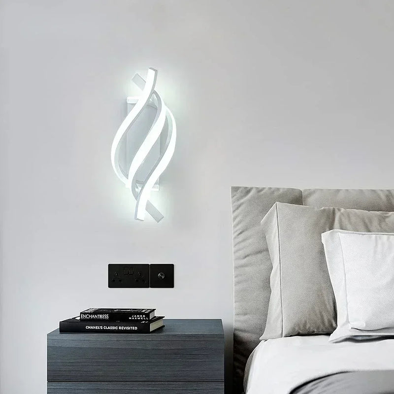 Axya LED Curved Spiral Wall Light for Home Decor Living Room Bedroom Sconce