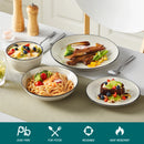 Axyaa Beige Spiral Ceramic Dinnerware Set - 24/48 Piece Dinner Plates, Dessert, Soup, Bowl
