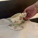 Axyaa 10oz Hand Painted Ceramic Coffee Mug Set with Heart Shape Handle