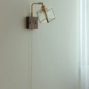 Axyaa Walnut LED Wall Lights Pull Chain Switch Sconce Cube Glass Rotatable Stair Lamp