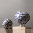 Axyaa Hand Painted Striped Ceramic Vase - Porcelain Flower Pot Home Decor