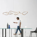Axyaa Rose Gold LED Chandeliers Circle Rings Hanging Lights Fixtures