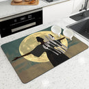 Axyaa Diatom Mud Kitchen Drain Pads - African Woman Design Absorbent Tableware Draining Mat