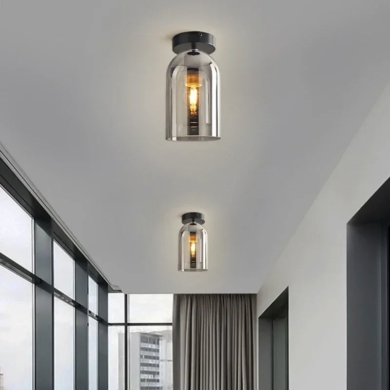 Axyaa Nordic Retro Glass Ceiling Lamp LED Pendant Chandelier for Luxe Home Decor