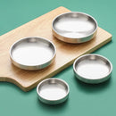 Axyaa Stainless Steel Dipping Bowl Double Layer Round Serving Plate