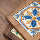 Axyaa Wooden Vintage Tile Pot Mat: Insulation & Heat Resistant Dining Table Mat.