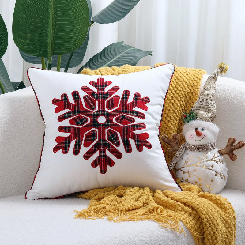 Axyaa Christmas Letter Pillow Cover Gold Holly Jolly Snowflake Soft Cushion Cover