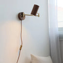 Axyaa Japanese Walnut LED Wall Lamp, Swing Arm Light for Bedroom and Study