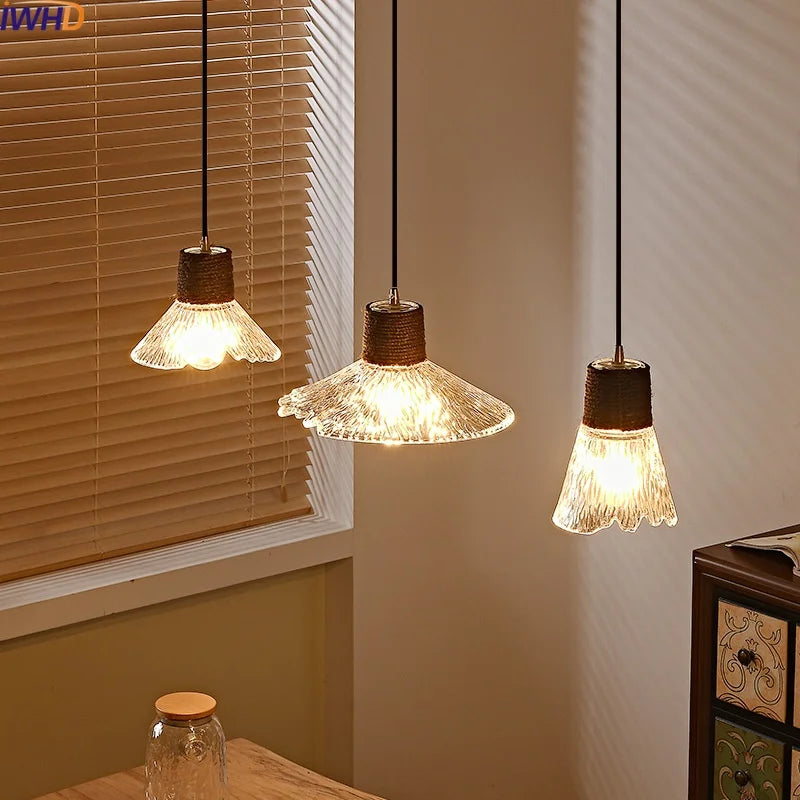 Axyaa Clear Glass LED Pendant Light Chandelier - Home Decor Hanging Lamp