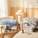 Axyaa Plush Velvet Duvet Cover 150x200cm, Japanese Grid Style Home Bedding