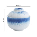 Axyaa Ceramic Soup & Dessert Bowl with Lid - Creative Pattern, Thick & Durable