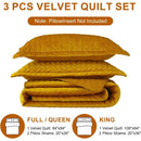 Axyaa Velvet Quilt Queen Size Comforter Set - Ultra Soft, Lightweight, All-Season Coverlet