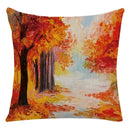 Axyaa Retro Landscape Oil Painting Linen Pillowcase 45*45cm for Living Room Sofa