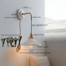 Axyaa Vintage LED Wall Lamp with Adjustable Copper Arm 70CM - White Ceramic