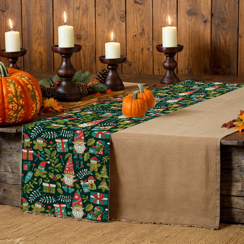 Axyaa Christmas Cartoon Table Runner for Festive Kitchen Decor
