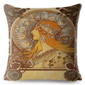 Beige Art Nouveau Gallery Cushion Cover for Home Decor - Axyaa