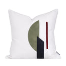 Axyaa Modern Nordic White Green Stitching Leather Square Pillow Cover