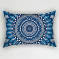 Bohemian Blue Flower Pillowcase with Vintage Ink Plant Leaf Design, by Axyaa
