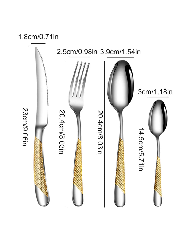 Axyaa 24pc Stainless Steel Tableware Set for Family Dining