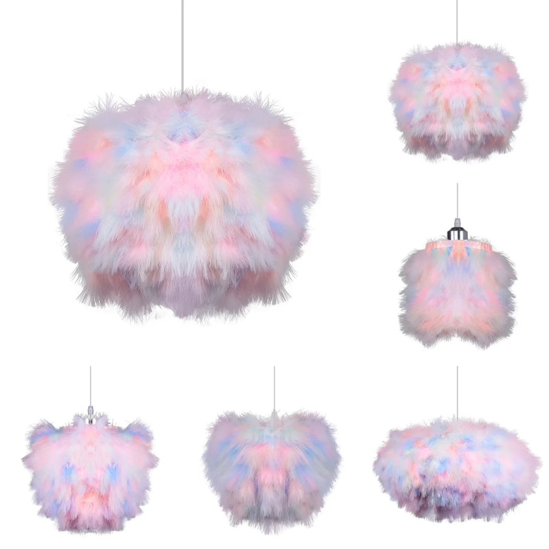 Axyaa Fluffy Nordic Feather Pendant Chandelier for Living Room Bedroom