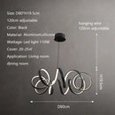 Axyaa Twisted Wave LED Pendant Lights Modern Creative Ceiling Chandelier for Living Dining Bedroom