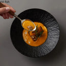 Axyaa Solid Color Rock Texture Ceramic Dinner Plate Soup Pasta Salad Molecular Cuisine Specialty Tableware