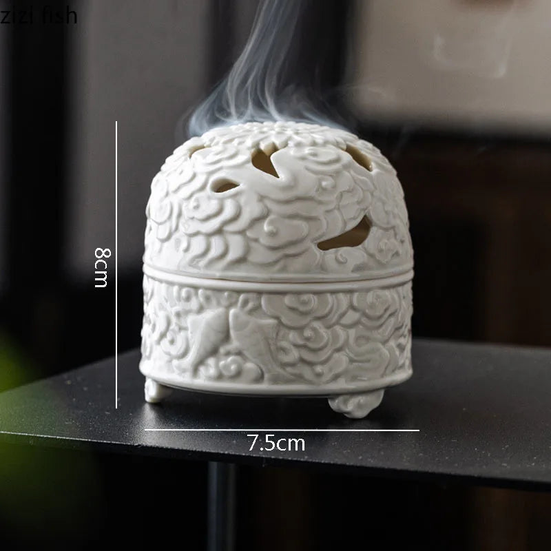 Axya White Ceramic Incense Burner Zen Aromatherapy Stove Household Ornament