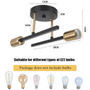 Axyaa Matte Black Gold Ceiling Light for Living Room Bedroom Office