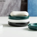 Axya Marbled Ceramic Soap Dish with Drain Holes for Bathroom Storage