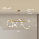 Axyaa Minimalist LED Neon Strip Ceiling Chandeliers in Black/Gold