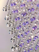 Axyaa Purple Crystal Chandeliers: Modern Minimalist Pendant Lamp for Restaurant, Bedroom & more