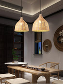Axyaa Rattan Wicker Chandelier Pendant Light Handwoven Hanging Lamp E27 Bulb