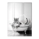 Nordic Elephant Giraffe Bathtub Wall Art Canvas by Axyaa