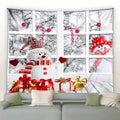Axyaa Christmas Tapestry: Festive Snowman & Tree Print for Home Decor