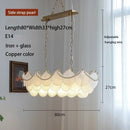Axyaa Modern Shell Glass Chandelier - Copper Pendant LED Light for Home Decor