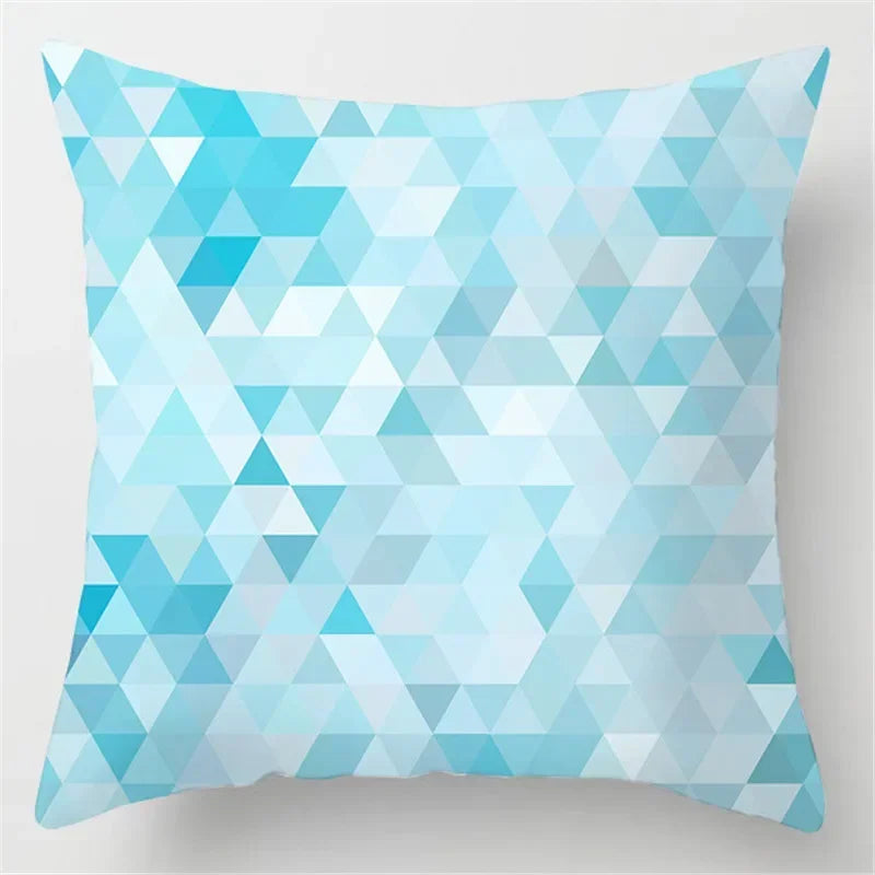 Axyaa Blue Geometric Marble Pillow Cover - Decorative Throw Cushion Case