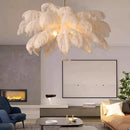 Axyaa Ostrich Feather LED Pendant Chandelier for Bedroom & Living Room