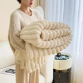 Axyaa Cozy Fluffy Blanket for Bedroom - Soft Solid Color Bedspread & Bed Cover
