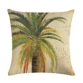 Tropical Tree Green Plant Linen Cushion Cover by Axyaa for Home Decoration